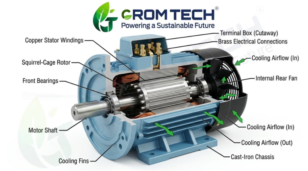 Cromtech AC Motor Cutaway Diagram